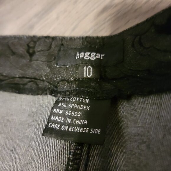 Haggar Side zip bootcut flocked black pants size 10 - Picture 5 of 6